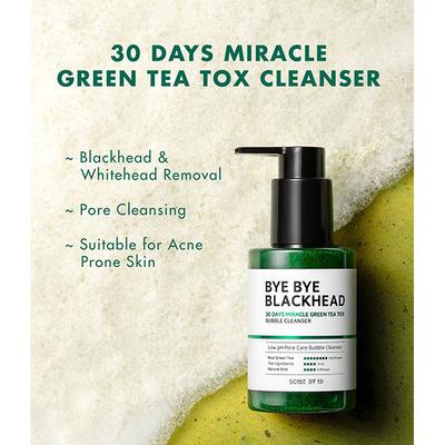 SOME BY MI BYE BYE BLACKHEAD 30 DAYS MIRACLE GREEN TEA TOX BUBBLE CLEANSER 120 gm - Scrubs & Exfoliants