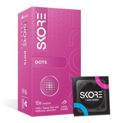 Skore Condoms 1500+ Dots with Extra Lubrication & Vanilla Scented 10's - Plain/Flavoured Condoms