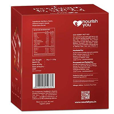 Nourish You Nutmix - Gojiberry (Pack of 7 x 30 gm) - Nutritional Bars