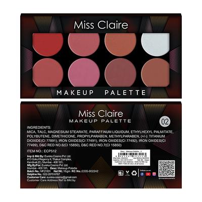 Miss Claire 8 Pressed Makeup Palette - 2 16 gm - Face Palettes