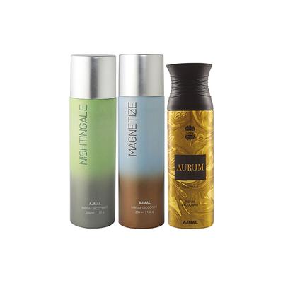 Ajmal Nightingale And Magnetize For Men & Women And Aurum Femme Deodorants Pack of 3 200 ml - Deodorants/Roll-Ons