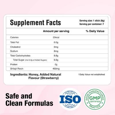 Bargad Himalayan Shilajit Honey Sticks - Strawberry Flavour 7's - Speciality Medicines