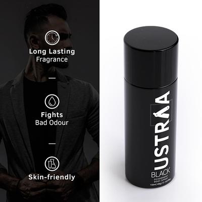 Ustraa Black Deodorant Body Spray 150ml - Deodorants/Roll-Ons