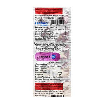 L CETRIVER MD 5 Tablet 10's - Allergies-Ant