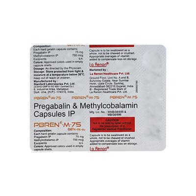 Pbren M 75mg Capsule 10'S - Neuropathic Pain-Dru