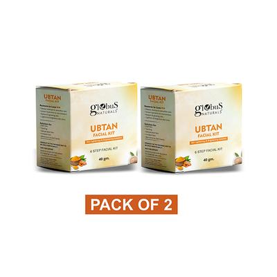 Globus Naturals Brightening Ubtan 6 Step Facial Kit, for Radiant & Glowing Skin, 2's - Facial Kits