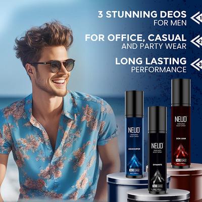 NEUD 3-in-1 Perfumed Body Sprays for Men, Long-Lasting, No Gas, No CFC - (3x120ml Each) 3's - Men Perfumes (Edt/Edp)