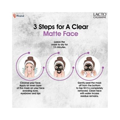 Lacto Calamine Peel Off Mask with Activated Charcoal and Vitamin E deep pore cleansing - No Parabens No Sulphates 60gm 1's - Masks & Peels