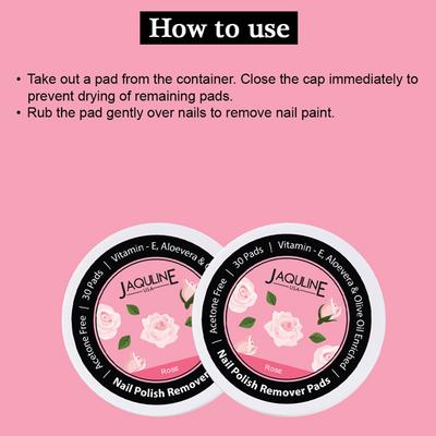 Jaquline USA Nail Polish Remover Pads Rose (Pack of 30) 1's - Nail Polish Remover