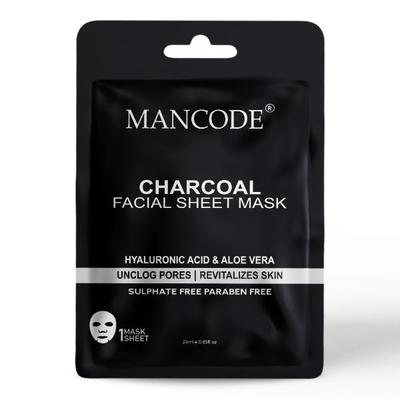 Mancode Charcoal Facial Sheet Mask For All Skin Types 25 gm - Face Mask