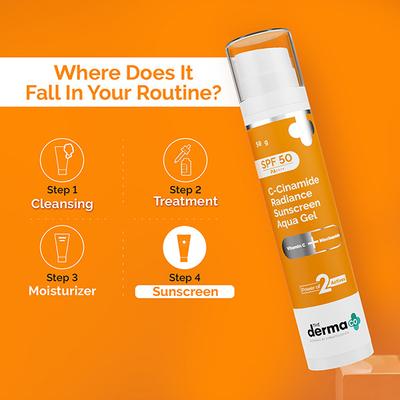 The Derma Co. C-Cinamide Sunscreen Spf 50 Aqua Gel, With Vitamin C & Niacinamide, Pa++++ 50 gm - Face Sunscreen