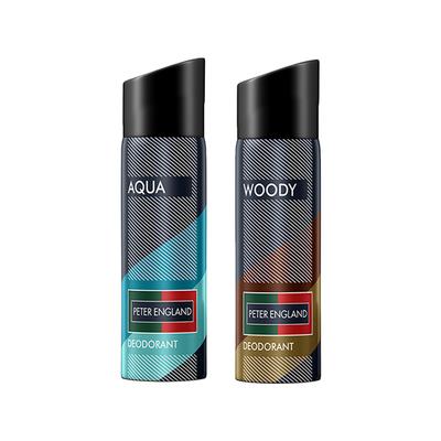 Peter England Deodorant Aqua & Woody 150ml each 2's - Men Deodorants/Roll-Ons