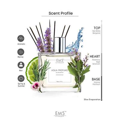 EM5 Aqua Profumo Perfume for Men - Eau de Parfum Spray, Amber Marine Fresh Spicy Fragrance 50 ml - Men Perfumes (Edt/Edp)