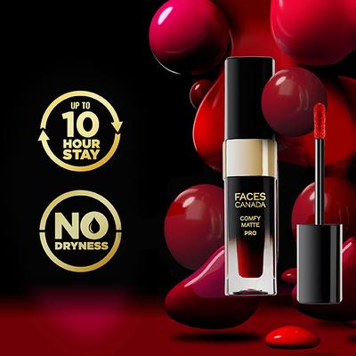 Faces Canada Comfy Matte Pro Liquid Lipstick- Umber Fix 10, 5.5 ml 08HR Stay No Dryness - Liquid Lipsticks