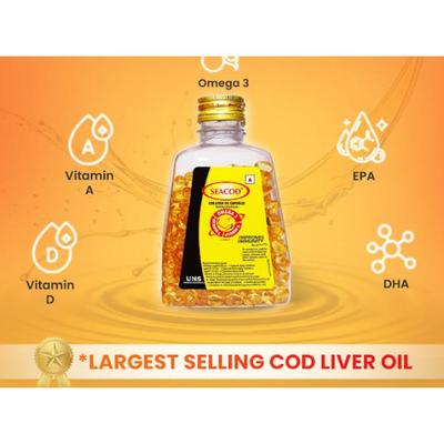 Seacod Cod Liver Oil Capsule 500's - Omega Fish Oil Fatty Acids