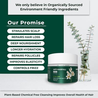 Organic Forest 100% Chemical-Free Keratin & Organic Moroccan Argan Oil Hair Fall Control & Hair Thickening Hair Mask 200 ml - Hair Masks & Packs