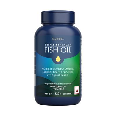 GNC Triple Strength Fish Oil 900mg Softgel 120's - Omega Fish Oil Fatty Acids
