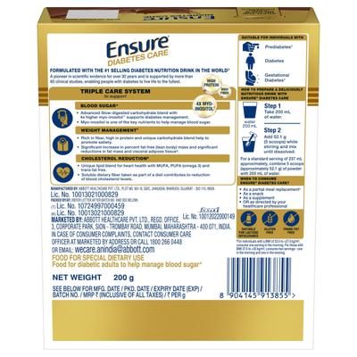 Ensure Diabetes Care Powder - Chocolate Flavour 200 gm (Refill Pack) - Diabetes (Fitness)