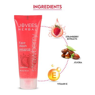 Jovees Herbal Strawberry Facewash for Normal to Dry Skin and Paraben & Alcohol Free 120ml - Face Wash & Cleansers