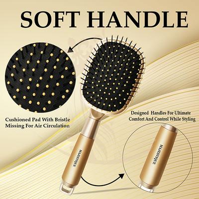 Majestique Detangling Paddle Brush, Refresh and Extend for All Hair Types - Golden 1's - Hair Brushes