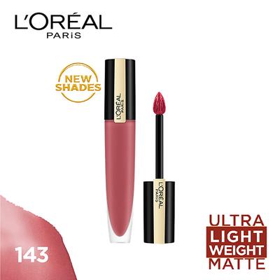 L'Oreal Paris Rouge Signature Matte Liquid Lipstick, 143 I Liberate 7 ml - Lipsticks