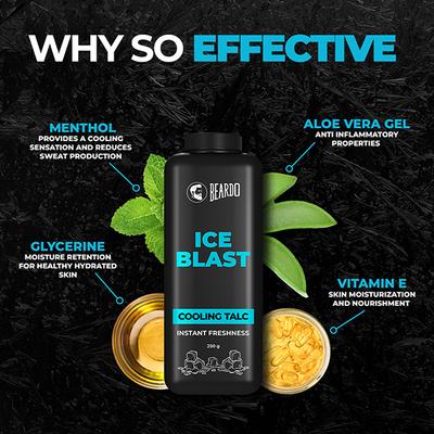 Beardo Instant Freshness Cooling Talc - Ice Blast 250 gm - Talcum Powders