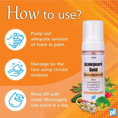 Acneguard Gold Foaming Face wash Gel 150 ml - Face Washes