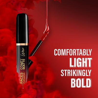 Faces Canada Comfy Matte Wow Liquid Lipstick - Ruby Rouge 05, One Swipe Application 3.8 ml - Liquid Lipsticks
