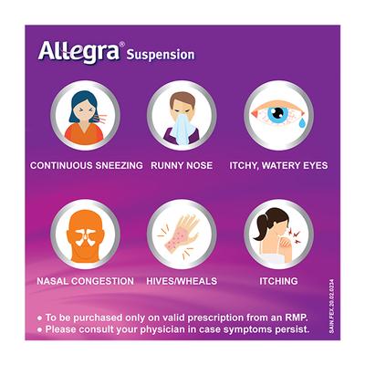 Allegra Raspberry Vanilla Flavour Suspension 100ml - Allergies-Ant