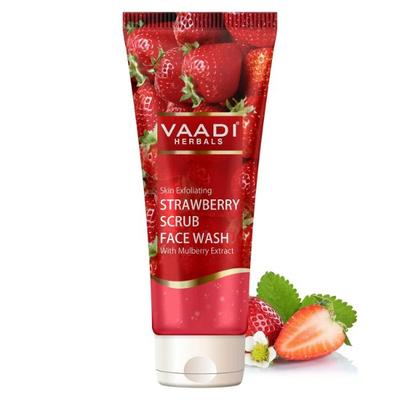 Vaadi Herbals Strawberry Scrub Face Wash With Mulberry Extract 60 ml - Face Wash & Cleansers