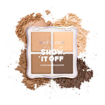 Matt Look Show it off Contour & Highlighter Combo Palette, All-In-1 Face Makeup Kit, Chestnut-02 18 gm - Contour
