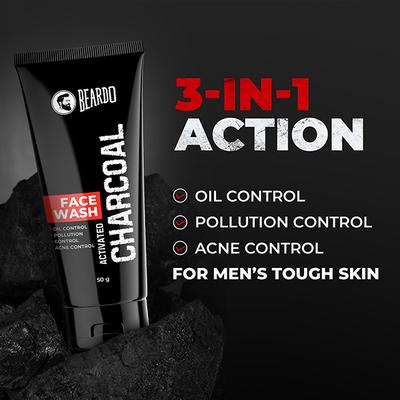Beardo Charcoal Detox Kit For Men Face Wash, Body Wash, Face Scrub and Deo (50Ml + 100Ml + 50G + 40Ml) 1's - Face Washes