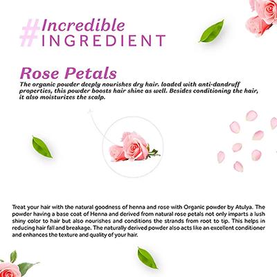 Atulya Rose Petal Organic Powder 100 gm - Hair Masks & Packs