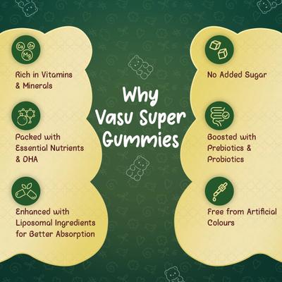 Vasu Super Gummies For Kids Natural Strawberry Flavour 60's - Speciality Medicines