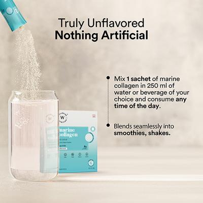 Wellbeing Nutrition Pure Korean Marine Collagen Supplements for Women and Men, Clinically Proven Type 1 and 3 Hydrolyzed Peptides Unflavored - 6 Sachets 48 gm - Multi-Vitamins