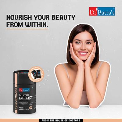 Dr Batras Nutrigood Skin Gummies for Healthy & Youthful Skin With Glutathione, Hyaluronic Acid & Vitamins For Helping Collagen Production - 60 Gummies 1's - Hair & Skin