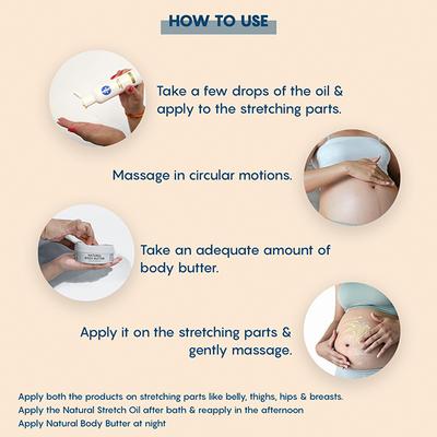 The Mom's Co. Natural Stretch Marks Bundle (100gm+100ml) 1's - Stretch Mark Cream