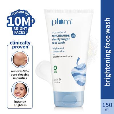 Plum 2% Niacinamide Face Wash With Rice Water For Bright, Soft Skin Gentle,Non-drying formula 150 ml - Face Wash & Cleansers