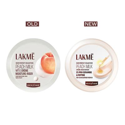 Lakme Peach Creme Moisturiser, Ceramide & Peptide, Skin Barrier Repair & Hydrated Glow 200 gm - Creams/Oils/Lotions