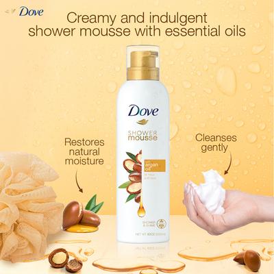 Dove Creamy Shower And Mousse with Argan Oil, 200ml - Shower Gels & Body Wash