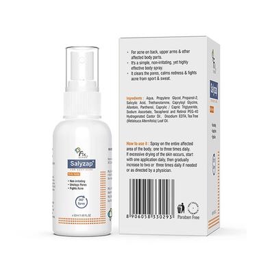 Fixderma 2% Salicylic Acid Salyzap Body Acne Spray For Acne on Back, Shoulders, Neck & Chest 50 ml - Essential Oils