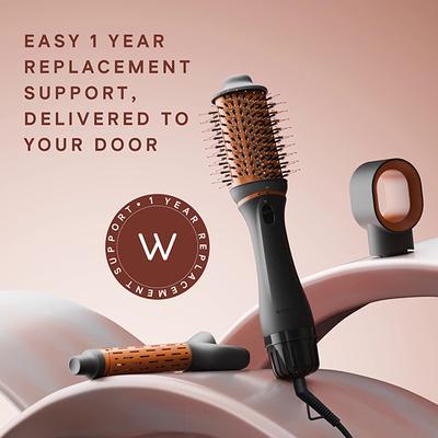 Winston 3-in-1 Hair Styling Blow Brush, Blow Dryer, Curling Iron, & Volumizing Brush- Silver and Grey 850 gm - Multi-Stylers
