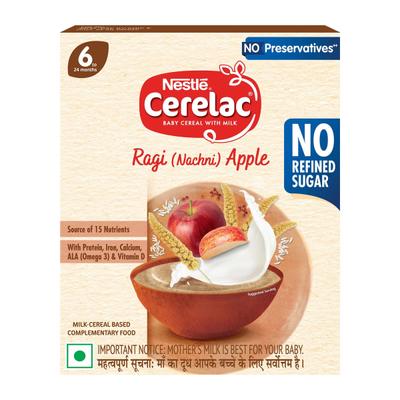 Nestle Cerelac Baby Food Cereal No Refined Sugar No Preservatives - Ragi Apple (For 6 to 24 Months Baby) 300 g - Baby And Infant Supplements
