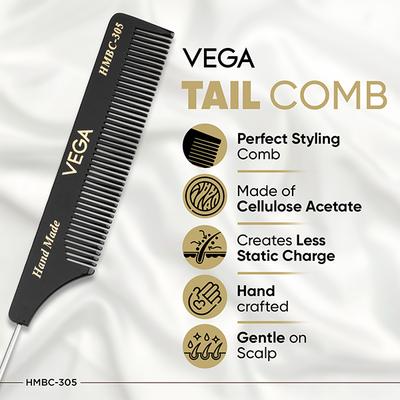 Vega Tail Comb (Steel Pin) (HMBC - 305) 18 gm - Hair Combs