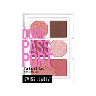 Swiss Beauty Face and Eye Dual Passport Palette, Shade- Party Ready 4.5 gm - Eye Shadow Palettes