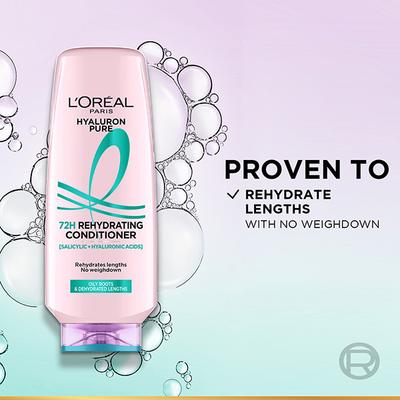 L'Oreal Paris Hyaluron Pure 72H Rehydrating Conditioner for Smooth Tangle-Free Hair 340 ml - Conditioners