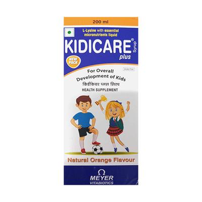 KIDICARE PLUS NATURAL ORANGE FLAVOUR GLUTEN FREE Syrup 200ml - Supplements-Vam