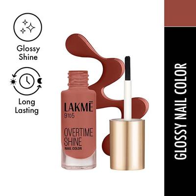 Lakme 9 to 5 Overtime Shine Colour Brown Latte 6 ml - Nail Polish