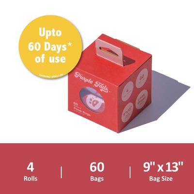 Purple Tails Dog Poop Bag Rolls - Strawberry 60's - Pet accessories