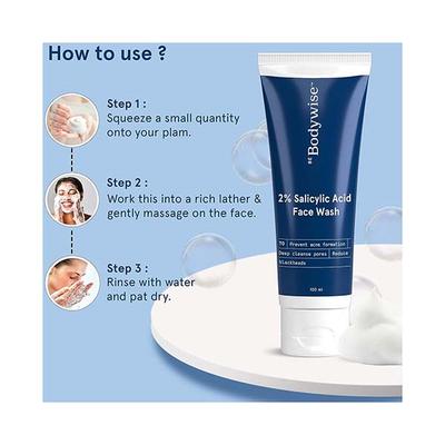 Be Bodywise 2% Salicylic Acid Face Wash for Acne & Blackheads 100 ml - Face Wash & Cleansers